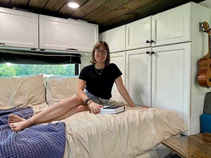 Underneath their bed, the couple has a storage area that they