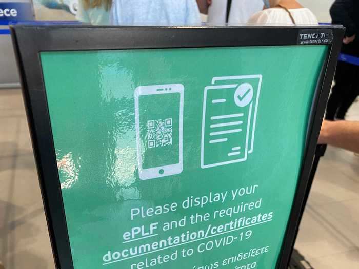 When I arrived in Santorini airport, I had to stand in line to show the authorities my $42 negative COVID-19 test and a passenger locator form for contact tracing.