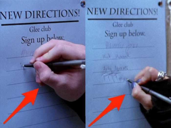 Everyone who originally signs up for the glee club is right-handed.