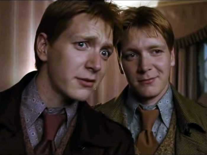 Fred and George were dressed in coordinating but not identical costumes.