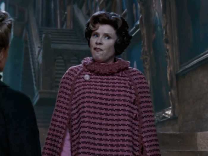 Staunton wanted Umbridge to have a rounder body type, so the design team created padded costumes.