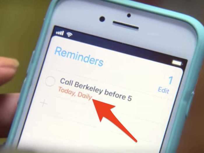 Elle sets a daily reminder to call Berkeley before 5 p.m. despite only needing to do it once.