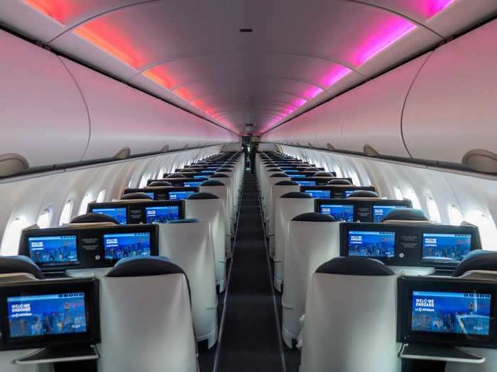 Mood lighting helps to relax passengers, especially when it