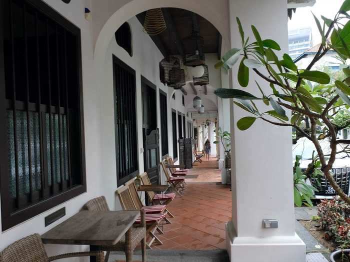 Most of the shophouses have continuous covered walkways known as "five-foot ways" thanks to their width of about five feet, which are often lined with chairs and plants.