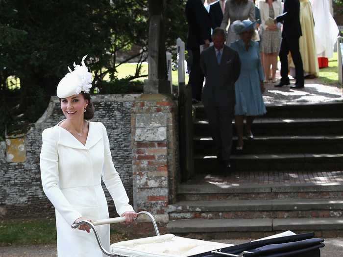 Middleton wore Alexander McQueen again for Princess Charlotte