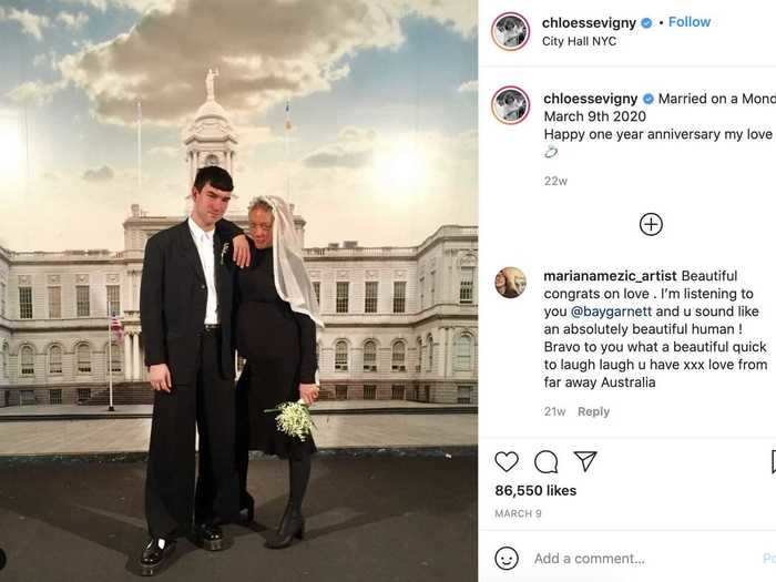 Chloë Sevigny went for a more casual look by wearing an all-black outfit with a white veil for her nuptials.