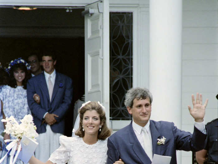 Caroline Kennedy wed Edwin Schlossberg in 1986 in a silk organza dress designed by Carolina Herrera.