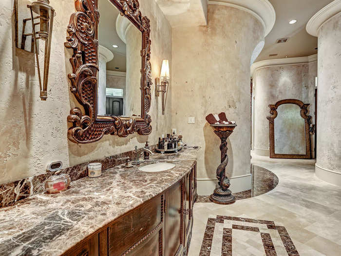 The master bathroom features custom detailing.