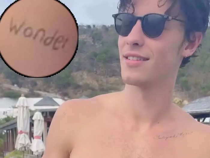 Mendes quietly got a "Wonder" tattoo on his right arm months prior to the release of his fourth studio album of the same name