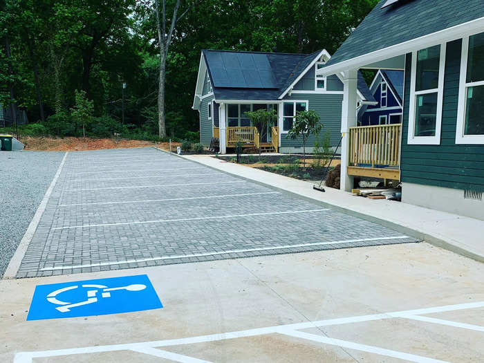 The community also has a parking lot, which is designed to encourage more socializing.