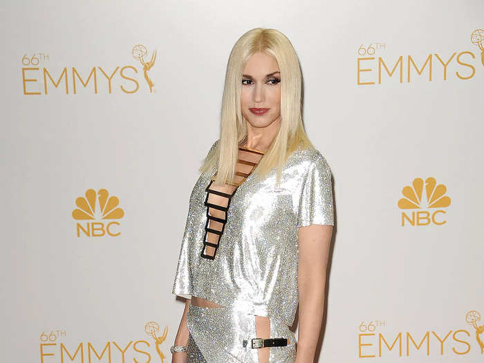 Stefani wore a head-to-toe metallic look at the 2014 Emmy Awards, donning an Atelier Versace matching set.