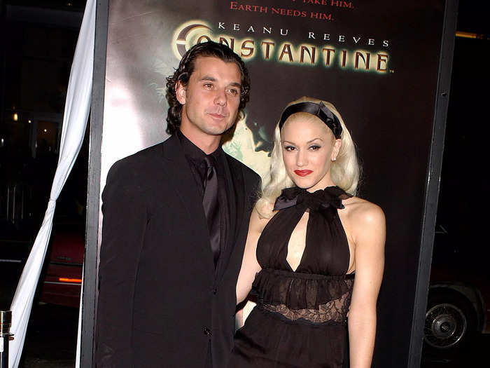 For the premiere of "Constantine" in 2005, Stefani wore a black halter dress designed with sheer lace fabric across her torso and legs.