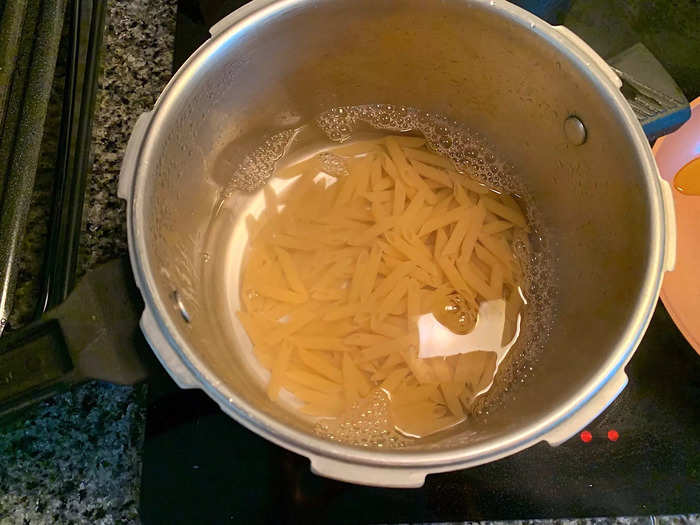 It was time to start cooking! First, I got a pot of salted water boiling.