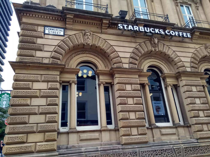 The Starbucks we went to in the UK was a city-center location in Leeds, northern England.