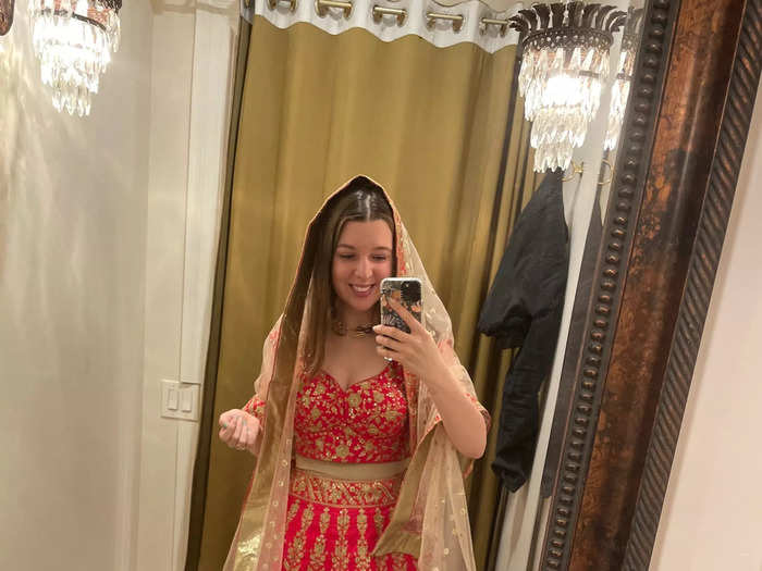 Arielle decided to stick to tradition with her lehenga.