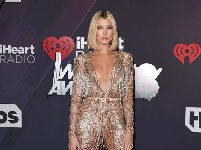 She wore yet another sparkly, sheer jumpsuit from Zuhair Murad at the 2018 iHeartRadio Music Awards.