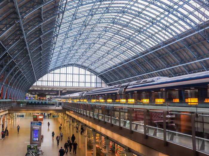 St. Pancras International is one of the many rail stations that serve London and is known primarily for Eurostar trains to mainland Europe.