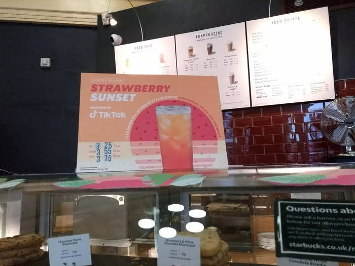 In the UK, Starbucks added the Strawberry Sunset to its main menu