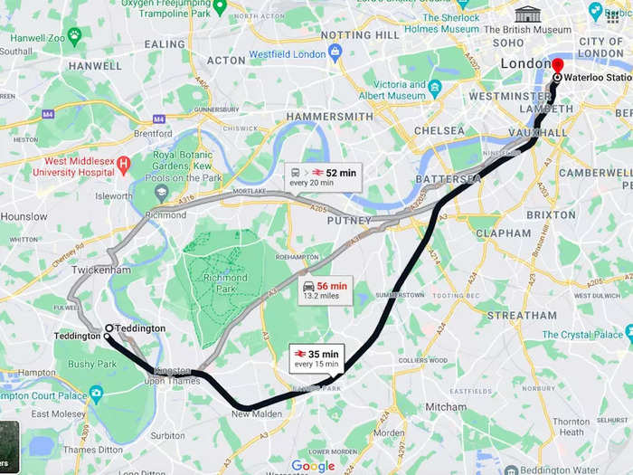 Teddington is south-west of central London and has easy transport links to the city.