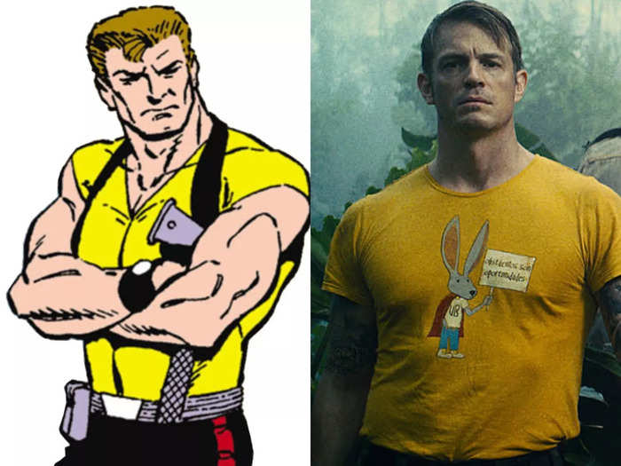 Joel Kinnaman played Colonel Rick Flag, an army operative assigned to Task Force X (aka the Suicide Squad) and one of the few characters to return from the 2016 original film. He wears a yellow shirt for most of the film in a nod to his comics look.