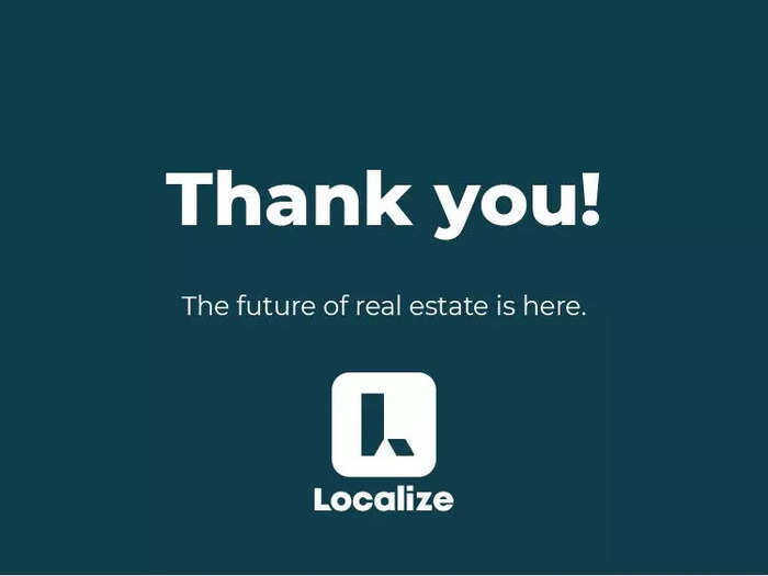 The final slide heralds Localize as the "future of real estate."