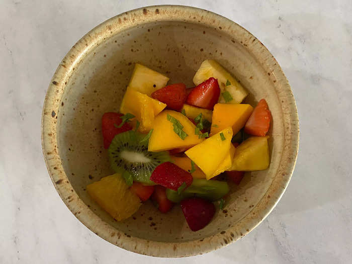 This fruit salad would be perfect on a hot, summer day.