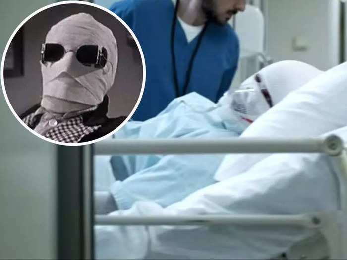 In the remake of "The Invisible Man," there is a quick scene that references the original movie.