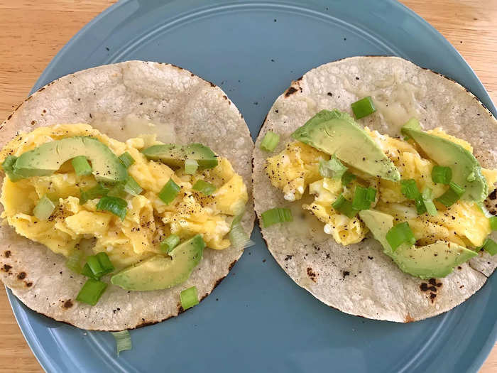 Now that the eggs were finished, all I had to do was build my tacos.