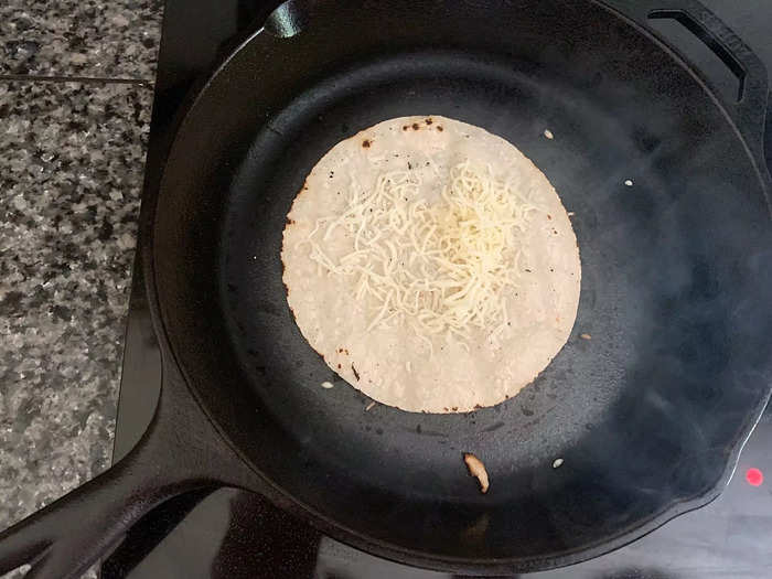 The tortillas fared much better when I only left them to toast for around 30 seconds.