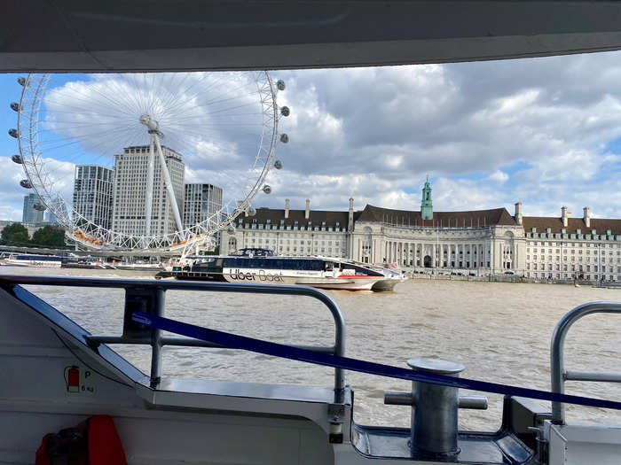 Each boat stops at 23 piers along the River Thames, starting at Putney pier in southwest London and ending at Woolwich pier in the southeast.