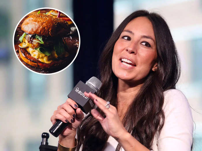 Joanna Gaines tops her "Gaines brother burgers" with drip jam and melted Gruyére cheese.