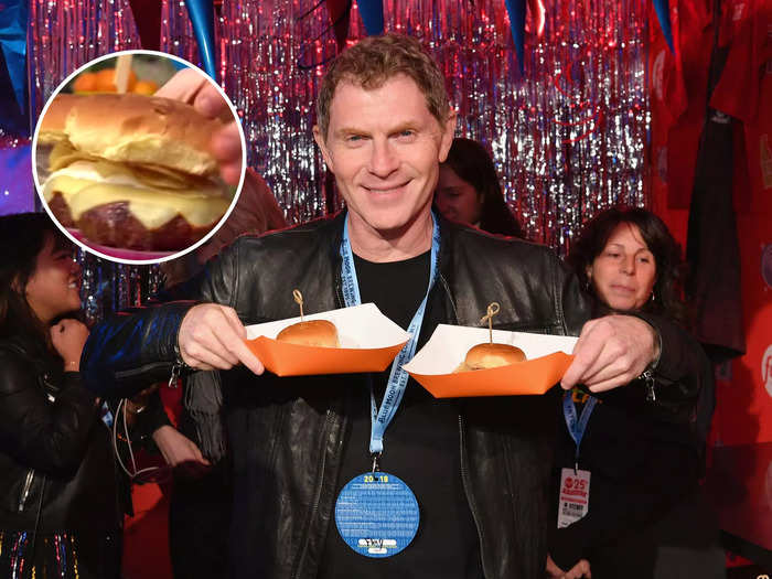 Bobby Flay adds potato chips to make his signature "crunch burger."