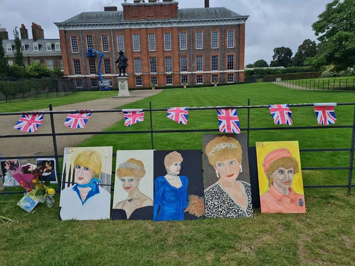 One fan painted five portraits of Diana and put them on display alongside the other tributes.