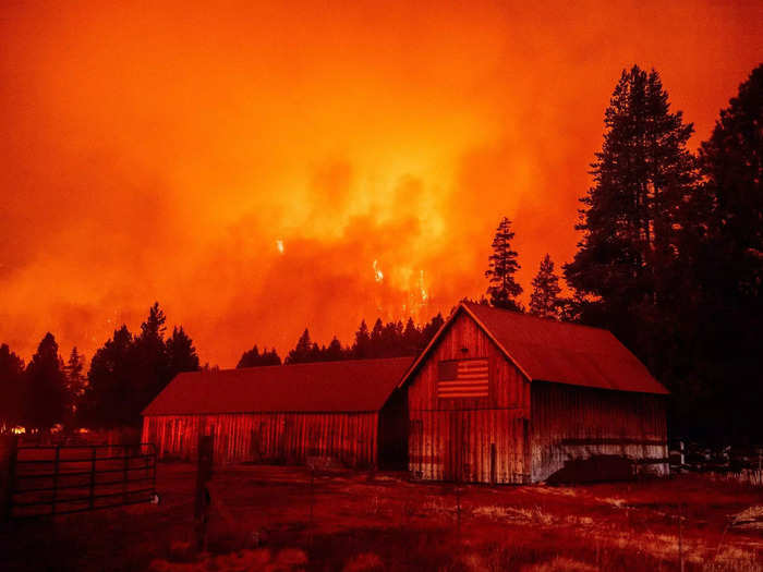 On Monday, thousands of residents on southern and western shores of the lake were ordered to evacuate as the fire burned a few miles from South Lake Tahoe, leading to standstill traffic on local highways. Officials said more than 20,000 structures are at risk as the fire bears down on the region, according to The Times.