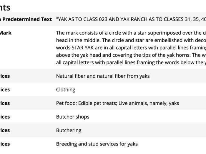 On August 4, Star filed to trademark yak products like yak yarn and yak meat.