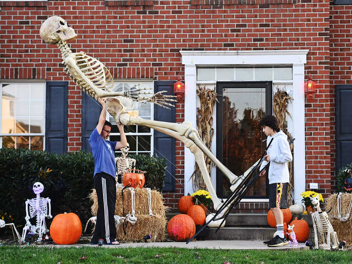 Larger-than-life decorations can add a dramatic flair, but make sure to keep those items in the yard.