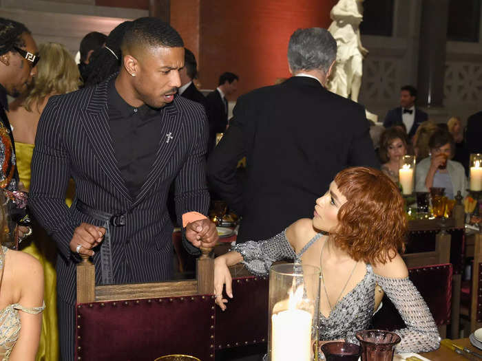 Dinner was also provided. Some celebrities like Michael B. Jordan visited other tables to see their peers.