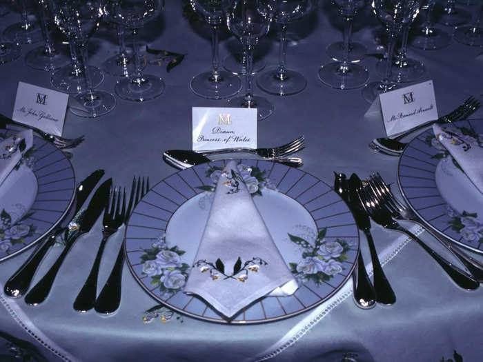 Tables were set for attendees like Princess Diana in 1996.