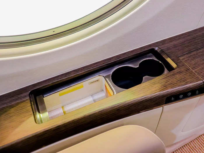 Each seat on the plane has its own passenger control unit, or PCU, to control aspects of the cabin including lighting, entertainment, window shapes, and more. Though, they weren