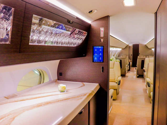 Everything is bigger on the G700, and that starts in the galley. The 10-foot-long "ultragalley" on this aircraft was designed with customer feedback in mind, with touches including a large cold storage area.