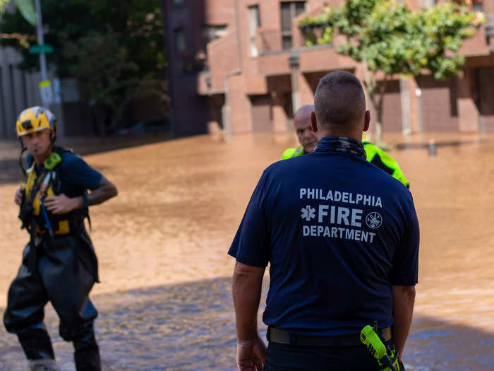 Floodwaters were several feet high in parts of Center City.