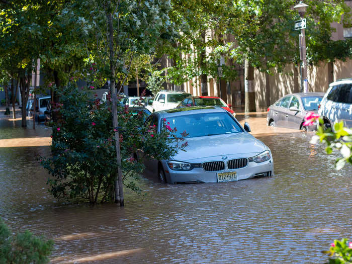 Dozens of cars around the city were at least partially submerged.