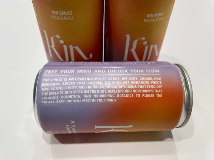 I picked up a can of the "Rising Flow" flavor of Kin Spritz, said to "to enhance clarity, stimulate creative freedom, and drive focus so you can find your center."