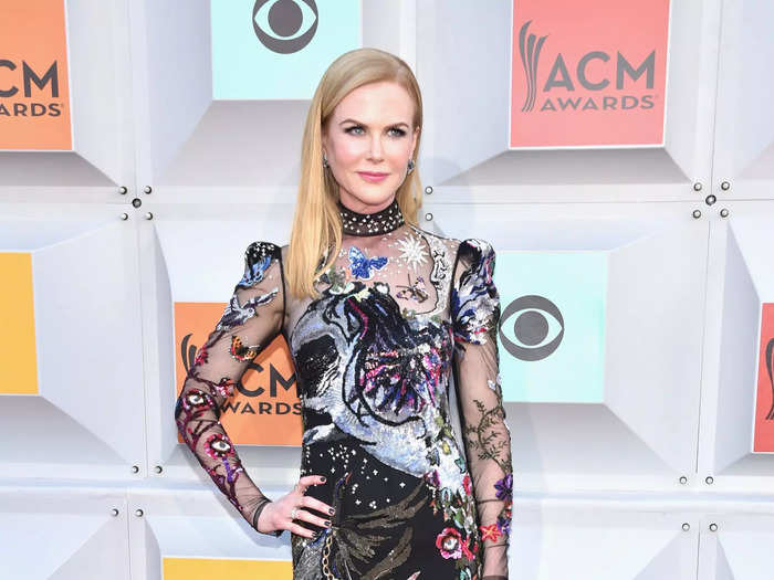 At the 2016 Academy of Country Music Awards in April, Kidman wore this busy dress with sheer sleeves and butterflies.