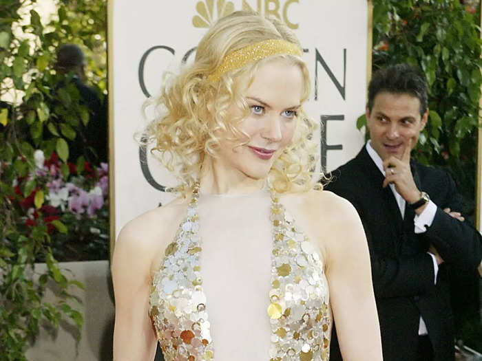 Kidman paired sequins and mesh paneling at the 2004 Golden Globes.