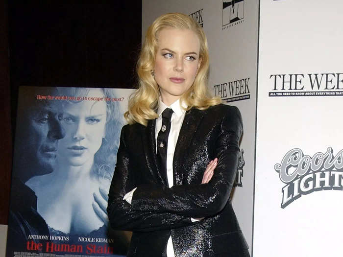 Kidman wore a shimmery black suit at the September 2003 premiere of "The Human Stain."