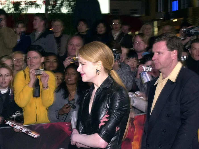 For the Australian premiere of the film that same month, she wore a floor-length leather dress.