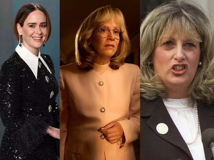 Sarah Paulson told reporters at a Television Critics Association panel in August that it took the makeup team "about three and a half hours" every day to transform her into Linda Tripp. She also wore 4.5 pounds of padding and gained 30 pounds.