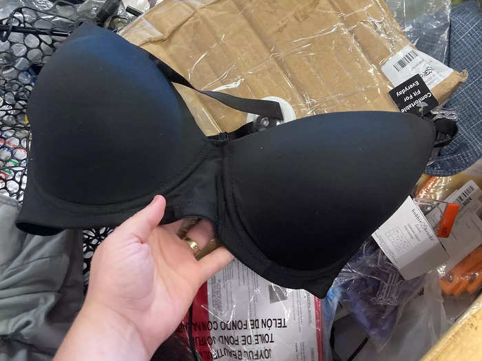 By the time we got there, the mix was a wild jumble of odds-and-ends. Rummaging through the bins, I came across a bra ...