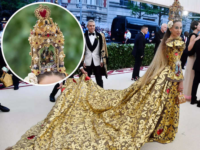 Parker wore her most elaborate Met Gala look, designed by Alta Moda, to the 2018 "Heavenly Bodies: Fashion & The Catholic Imagination" exhibit.